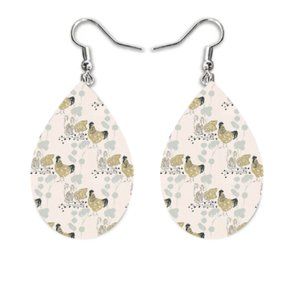 Chicken Theme Teardrop Earrings